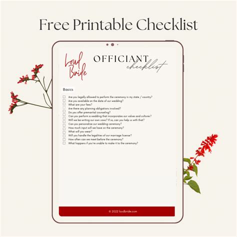 What to Ask a Wedding Officiant Checklist - Loud Bride