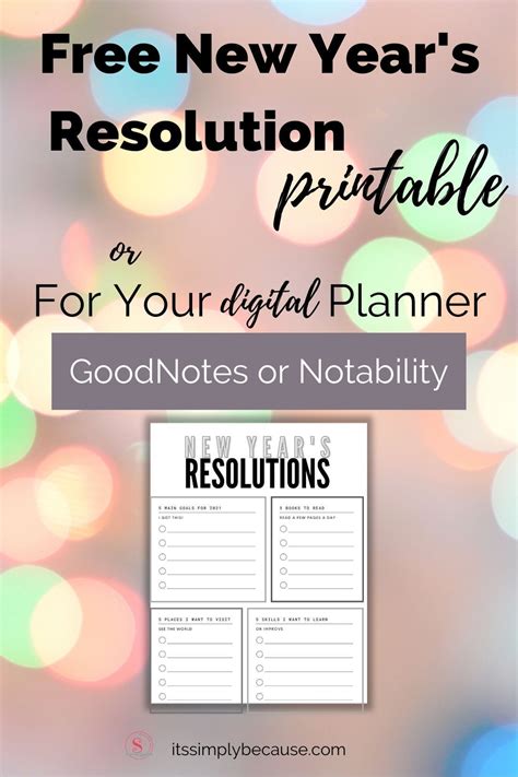 Free New Year's Resolution Printable