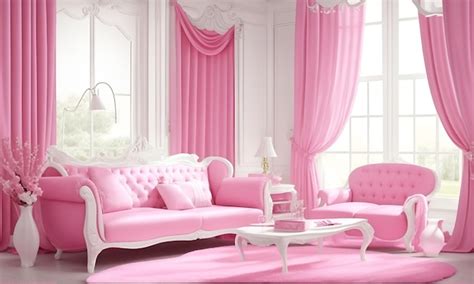 Premium AI Image | Barbie Pink Living Room