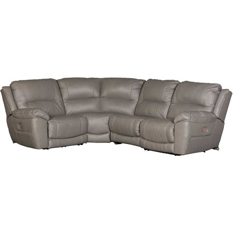 Gray Leather Dual Power 4PC Sectional | 0V1-716-4PC | AFW.com