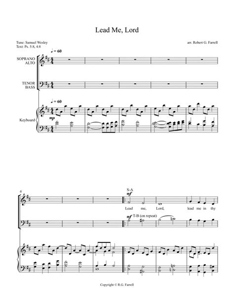 Lead Me, Lord (arr. Robert G. Farrell) by Robert G. Farrell Sheet Music for Choir at Sheet Music ...