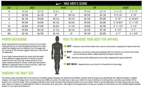 Nike Pants Size Chart