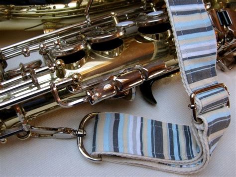 Saxophone Neck Strap 1.5 Heavy Duty Blue/Tan Stripes