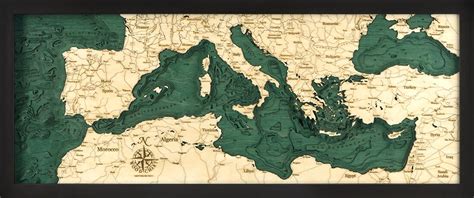 Bathymetric Map Mediterranean Sea - Scrimshaw Gallery