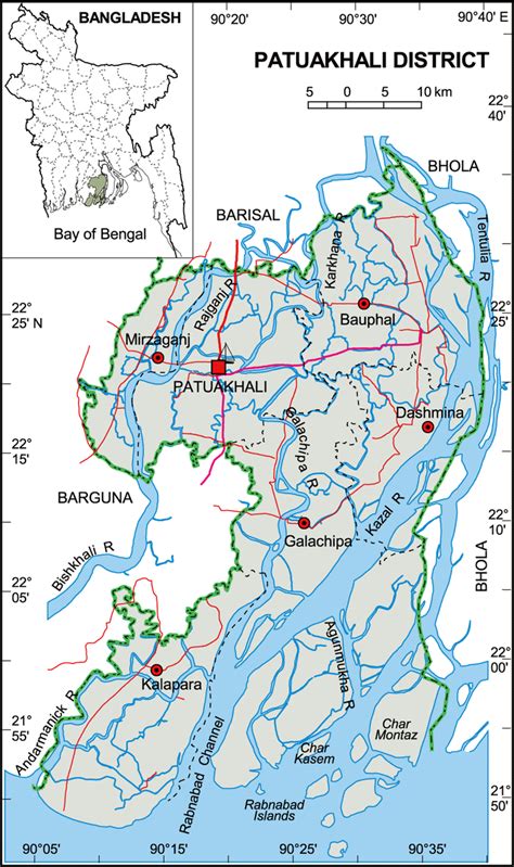 Maps of Bangladesh: Political Map of Patuakhali District