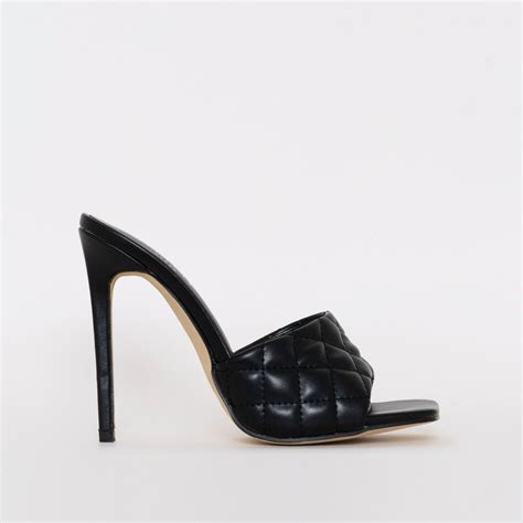 Marian Black Quilted Mule Heels