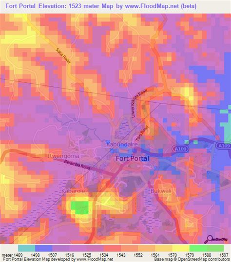 Elevation of Fort Portal,Uganda Elevation Map, Topography, Contour