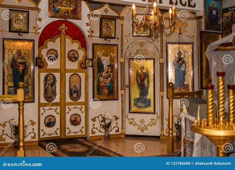 Interior of the Russian Orthodox Church, Holy Icons Stock Photo - Image of cross, inside: 133786608