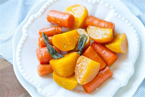 Easy roasted yellow beets and carrots recipe with sage, garlic and ...