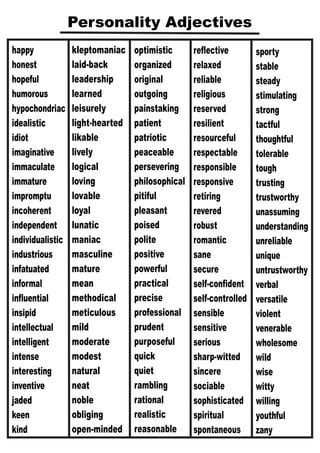 Personality adjectives-1-2 (1) | PDF