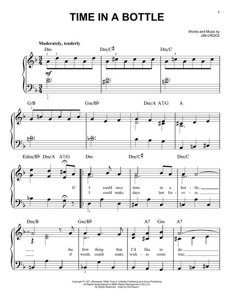 Jim Croce "Time In A Bottle" Sheet Music Notes | Download Printable PDF Score 40601