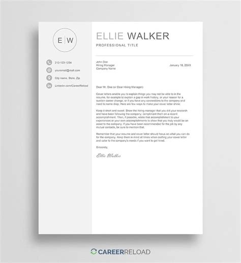 Cover Letter Template with Monogram - Career Reload