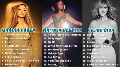 Mariah Carey, Whitney Houston, Celine Dion Greatest Hits – Best Songs ...