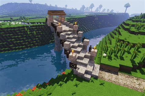 Some diagonal bridge next to default village : r/Minecraft