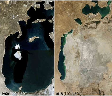 Aral Sea evolution history. Landsat satellite imagery mosaics showing... | Download Scientific ...