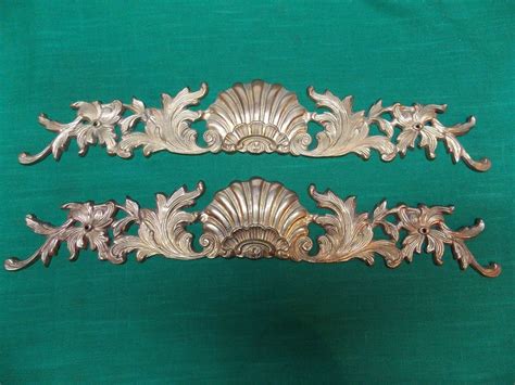 Pair of brass mirror picture door topper wall hanging shell design vintage | Brass mirror, Wall ...