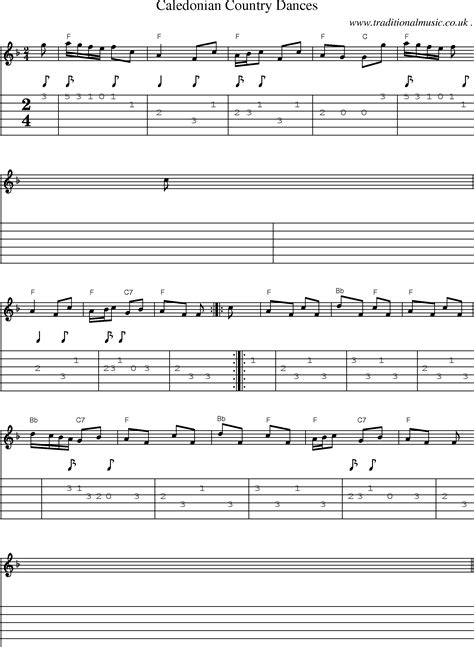 Scottish Tune, Sheetmusic, Midi, Mp3, Guitar chords & tabs: Caledonian ...