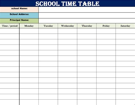 Top 5 Back To School Timetable Template - Free Report Templates