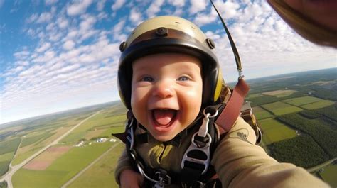 Premium Photo | Cute baby skydiving