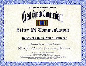 Coast Guard Commandant Letter Of Commendation Display Recognition