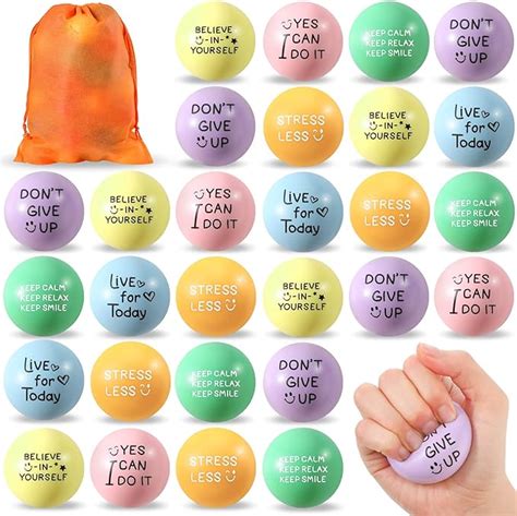 Amazon.com: 48 Pcs Motivational Stress Balls for Kids Adults 2 Inch Stress Balls Bulk with ...