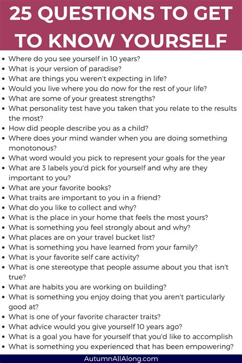 questions to get to know yourself — Autumn all along