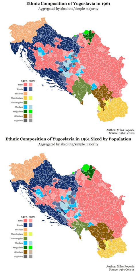 Ethnic composition of Yugoslavia in 1961 by administrative divisions. The second map is resized ...