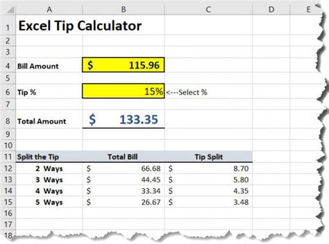 Excel Tip Out Sheet Template