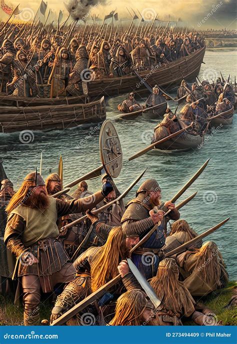 Viking Invasion of England Ca 894. Fictional Battle Depiction ...