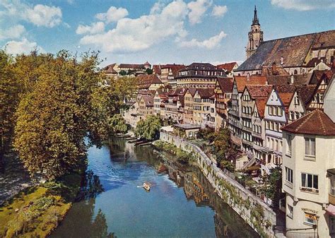 Neckar River, City University of Tuebingen, Baden-Württemberg, Germany ...