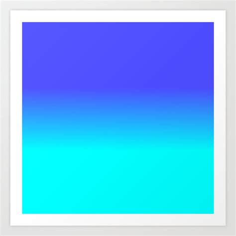 Neon Blue and Bright Neon Aqua Ombré Shade Color Fade Art Print by ...