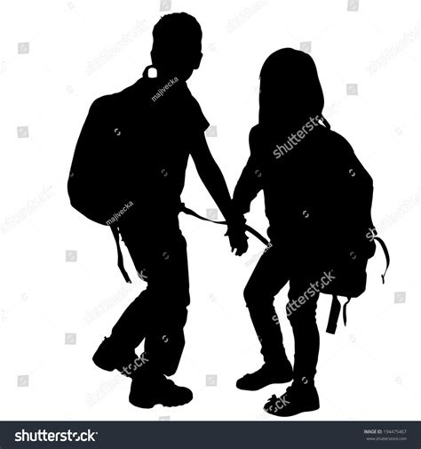 Vector Silhouette Children Backpack On White Stock Vector (Royalty Free) 194475467 | Shutterstock