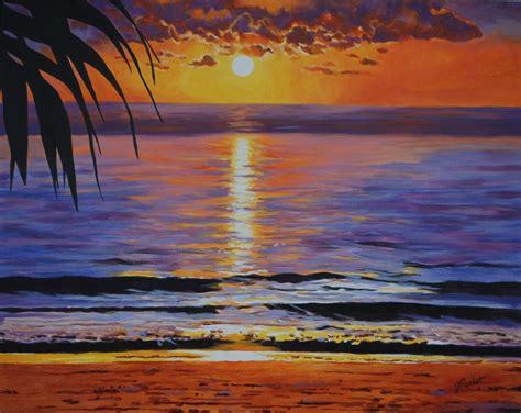 Hawaiian Sunset Painting at PaintingValley.com | Explore collection of ...