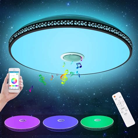 Led Bluetooth Music Speaker Light RGB Chandelier Dimmable 36W Smart App Remote Control Lamp ...