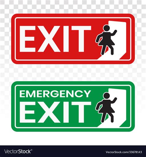 Emergency exit door sign icon for app or website Vector Image