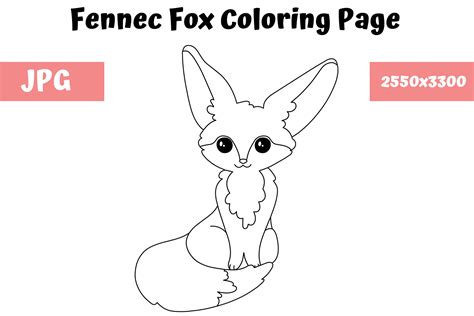 Digital Fennec Fox Coloring Page/Fox Color Sheets/Animal Color Pages ...