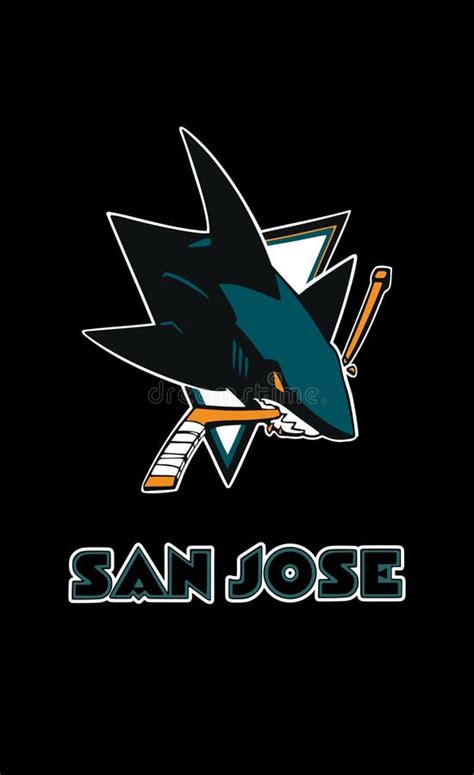 San Jose Sharks Vector Logo Isolated On Black Background.NHL. Editorial ...