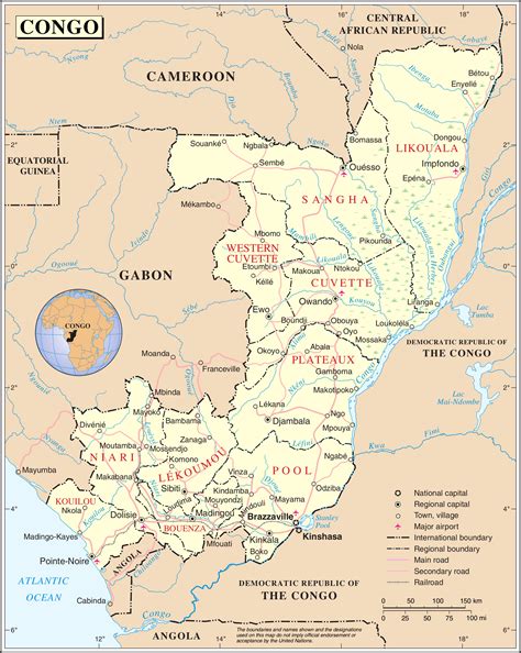 Map of Republic of Congo (Political Map) : Worldofmaps.net - online Maps and Travel Information