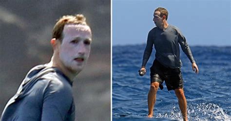 Mark Zuckerberg surfs with full face of sunscreen and it's so a meme ...