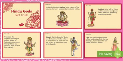 Hindu Gods Fact Cards (Teacher-Made)