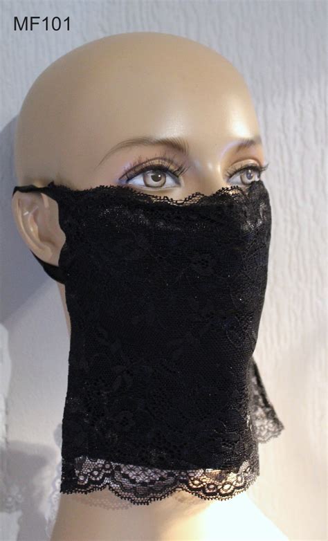 Fashion Long Fabric Face Mouth Cover Washable Mask Lace Black | Etsy