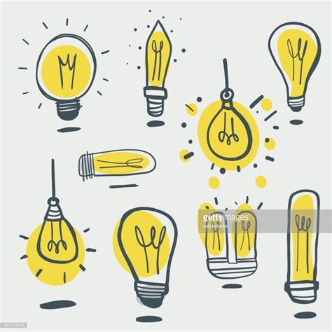 Vector illustration of a set of hand drawn light bulbs in a cartoon... | How to draw hands ...