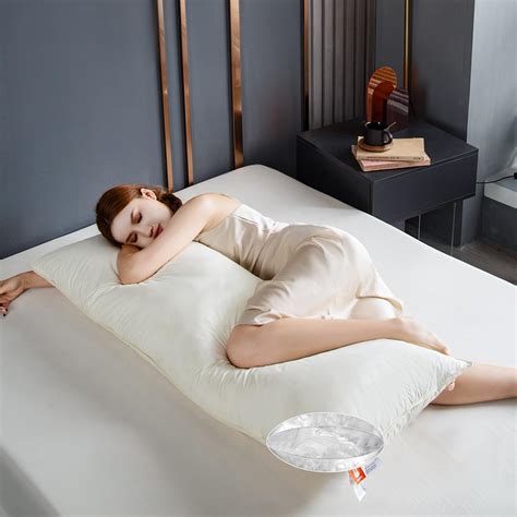 Goose Down Body Pillow, 20"x54" Cooling Body Pillows for Sleeping, Large Long Bed Pillow for ...