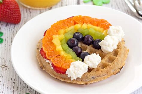 Rainbow Fruit Waffles (Easy St. Patrick's Day Breakfast)