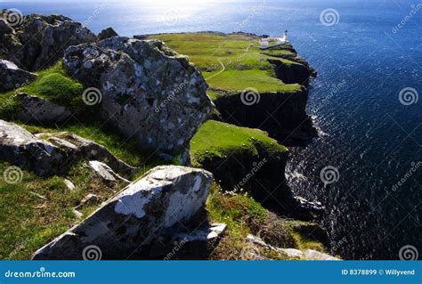 Cliffs and Lighthouse, Scotland Stock Image - Image of holiday, shore ...