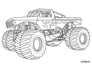 monster truck coloring page template ready for download