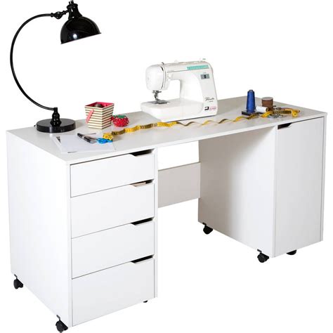 South Shore Crea Sewing Craft Table on Wheels, White - Walmart.com - Walmart.com