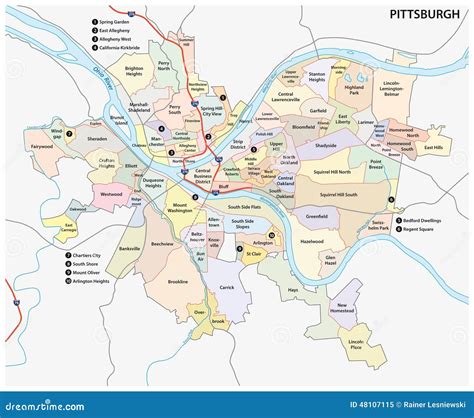 Pittsburgh Neighborhood Map Cartoon Vector | CartoonDealer.com #48107115