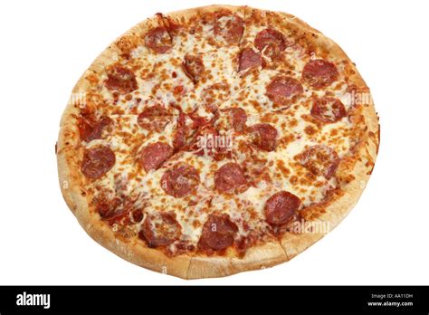 Whole Pepperoni Pizza cut out on white background Stock Photo - Alamy