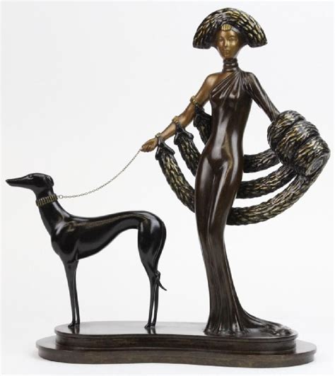 Erte Bronze Elegance Art Deco Lady w/ Dog Sculpture LE - Feb 15, 2017 ...